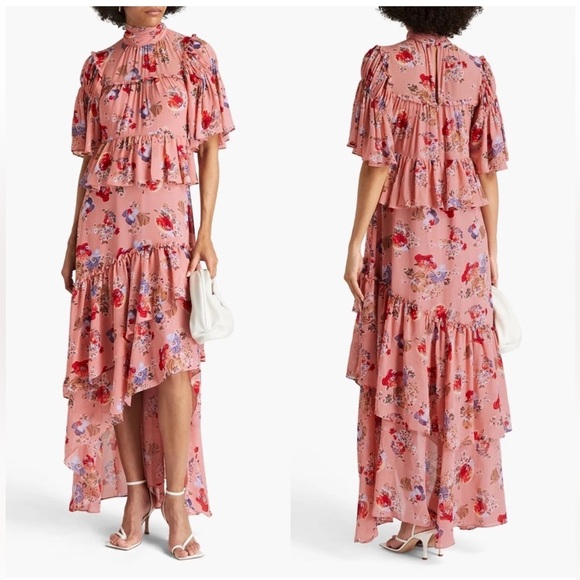 Cinq a Sept Jamie Georgette Floral Tiered Dress - Picture 3 of 13